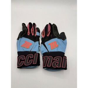 Marucci Mens L Batting Gloves Blue Black Pink Leather Padded Baseball Softball